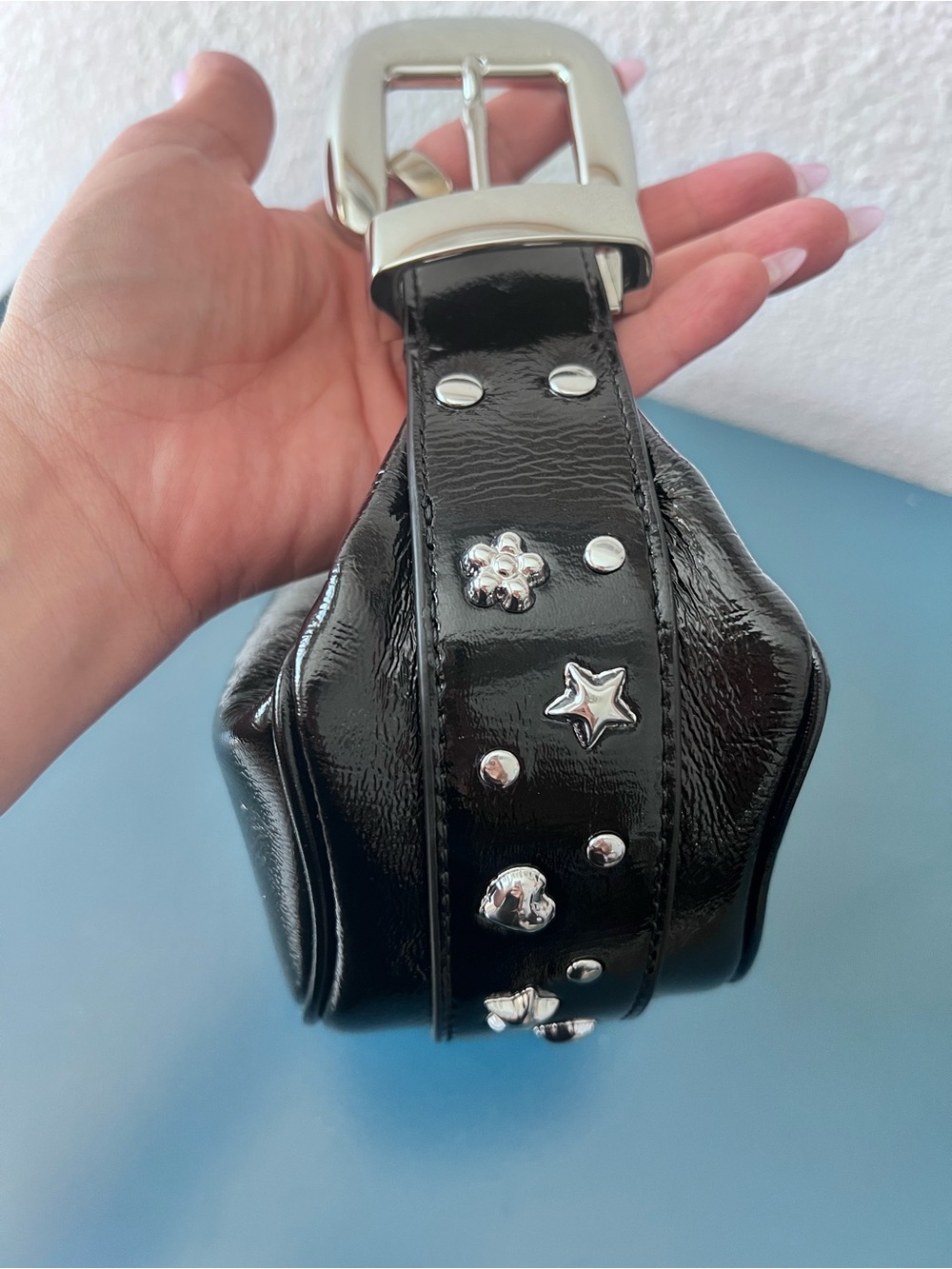 Marc Jacobs Black Patent Leather Belt Bag with Silver Hardware mini party bag - Picture 4 of 10